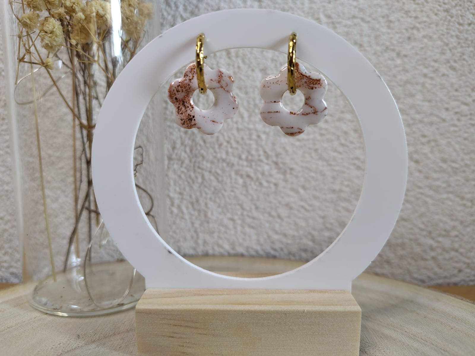 Pampilles Josia blanches et cuivre