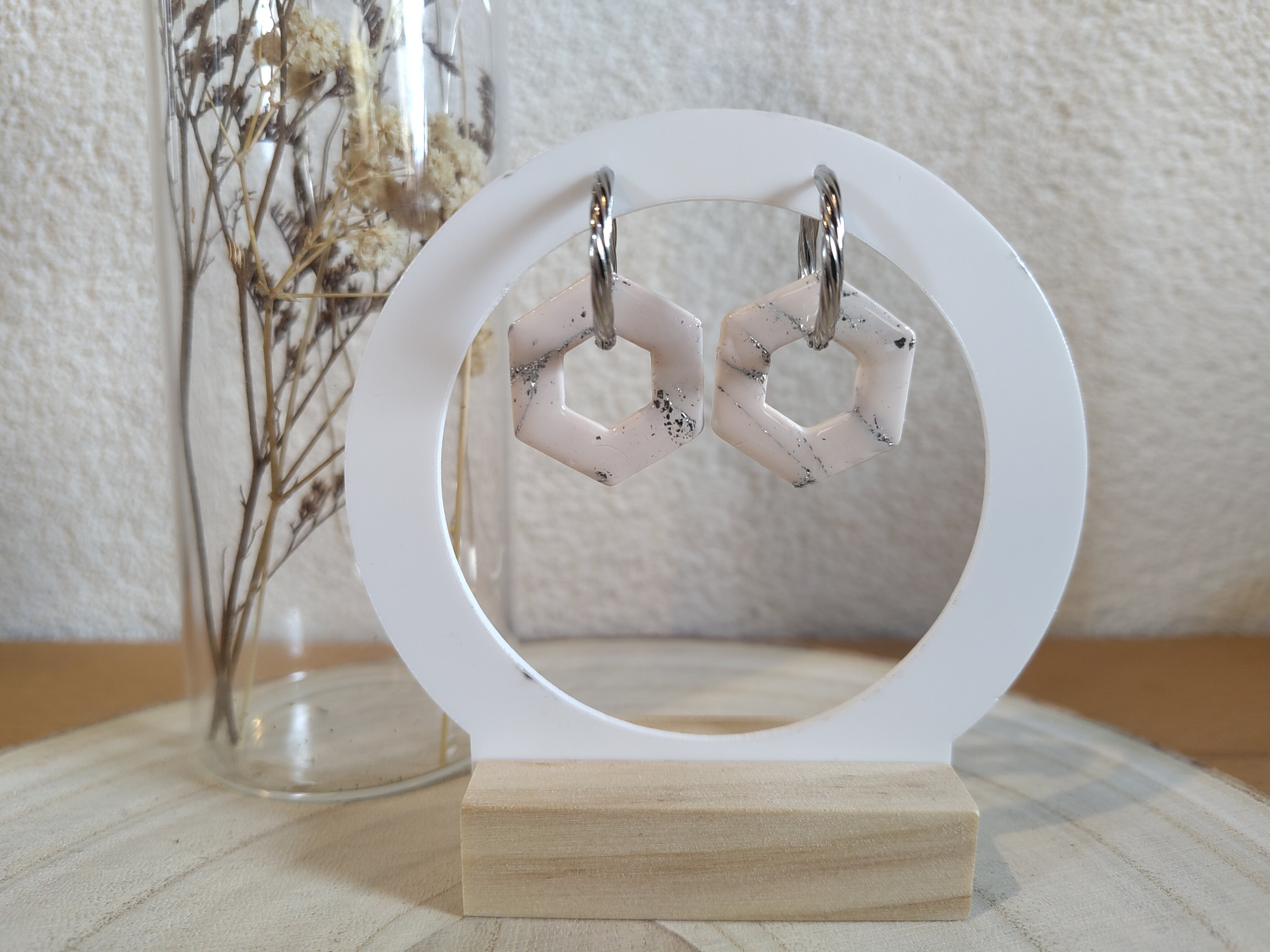 Pampilles Hexagone blanc / argent