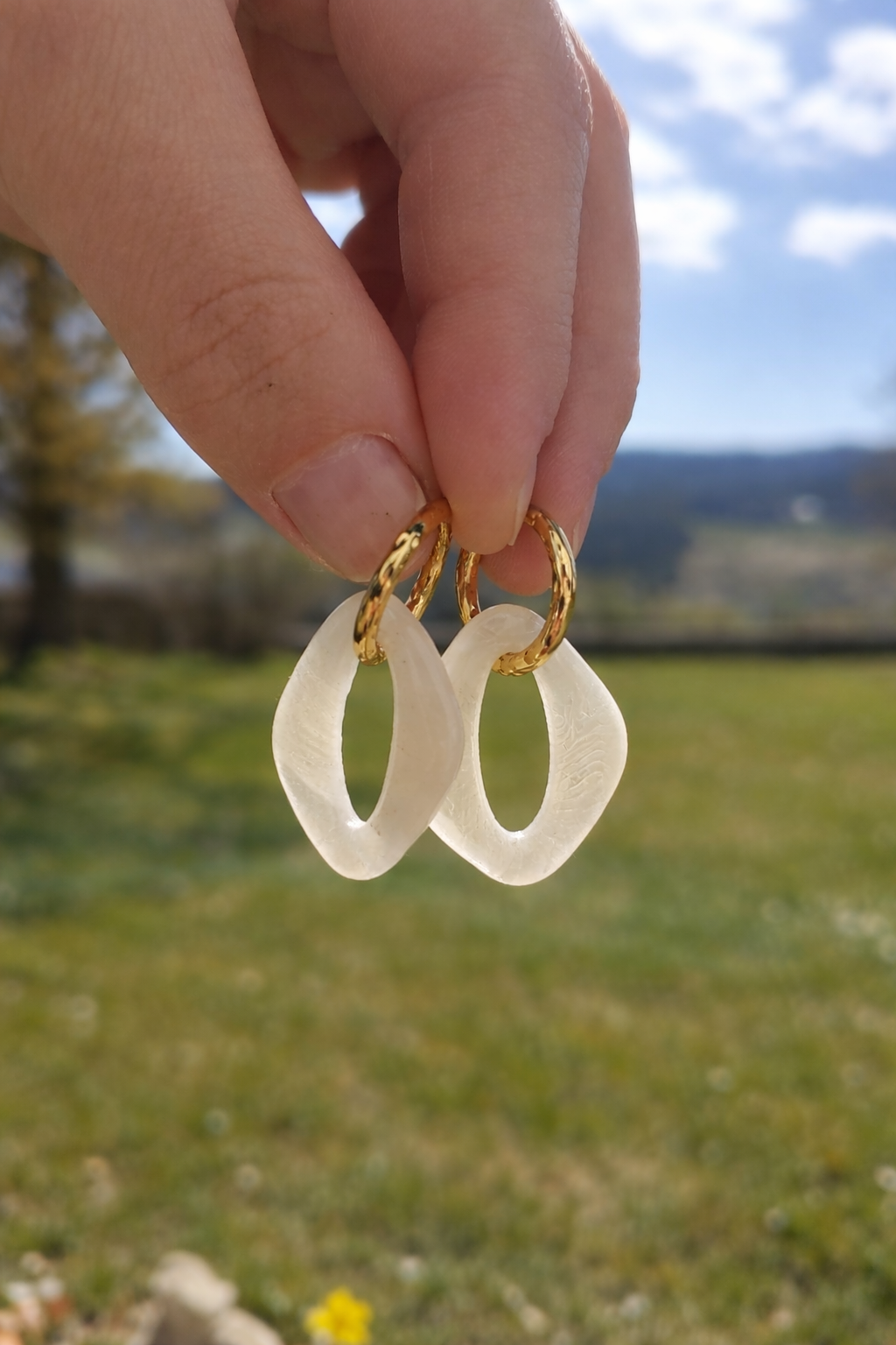 Pampilles petits losanges beige translucide